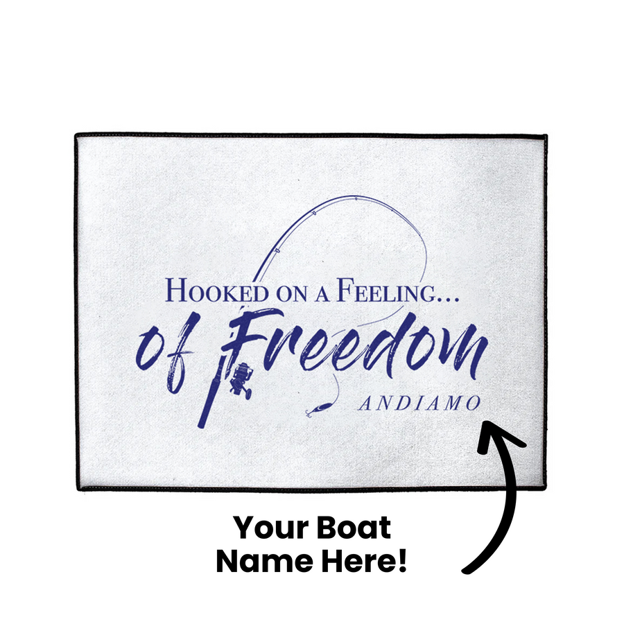 Custom Hooked on Freedom Dock Mat