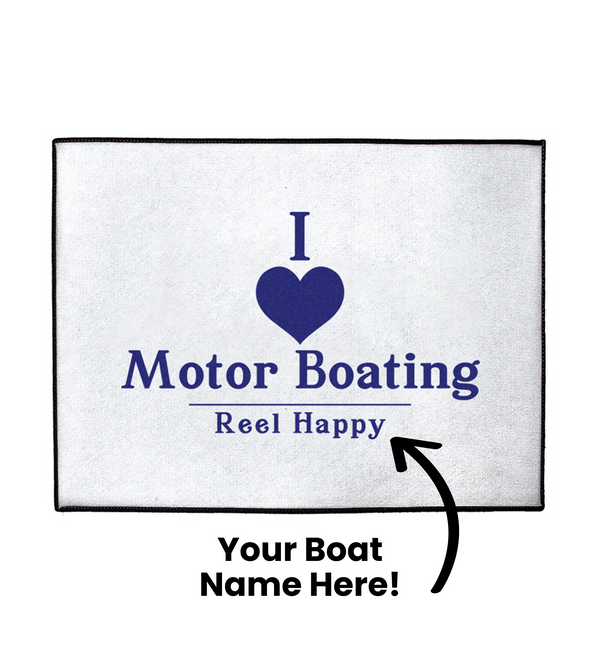 Custom I Love Motor Boating Dock Mat