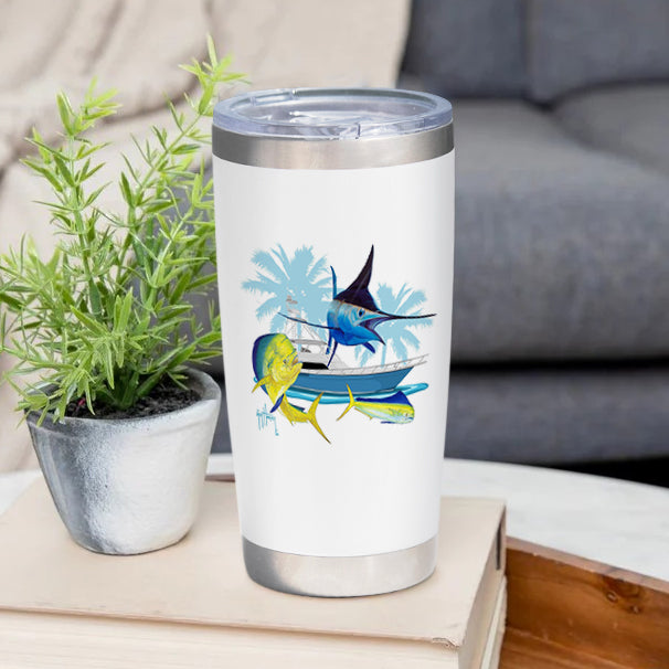Guy Harvey Blue Marlin & Mahi Tuna Custom 20 oz. Stainless Steel Boat Tumbler