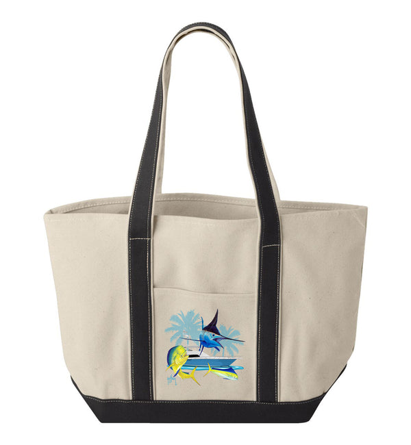Guy Harvey Blue Marlin & Mahi Custom Boat Tote Bags