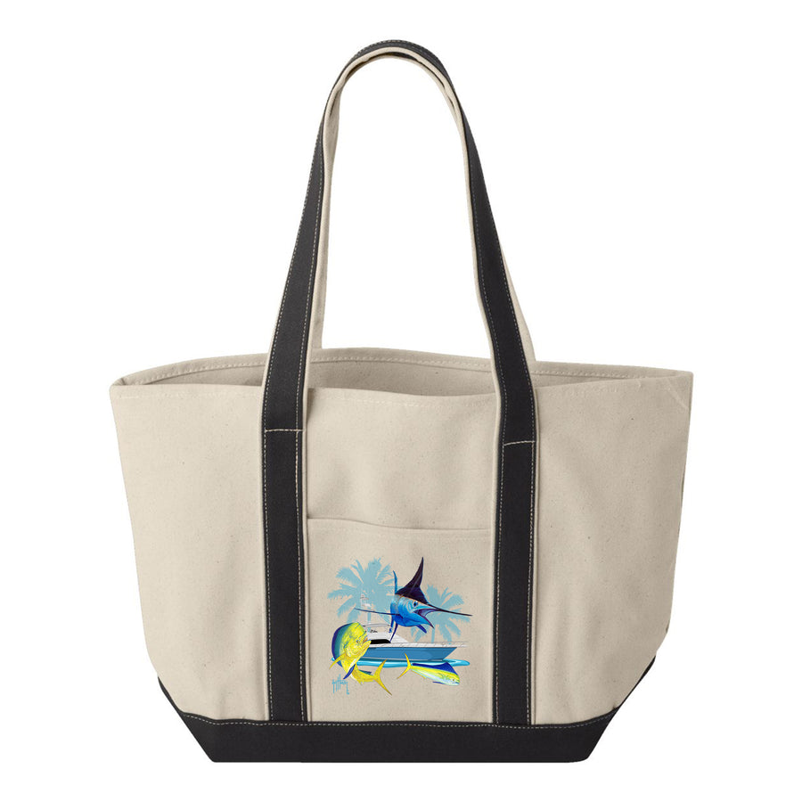 Guy Harvey Blue Marlin & Mahi Custom Boat Tote Bags