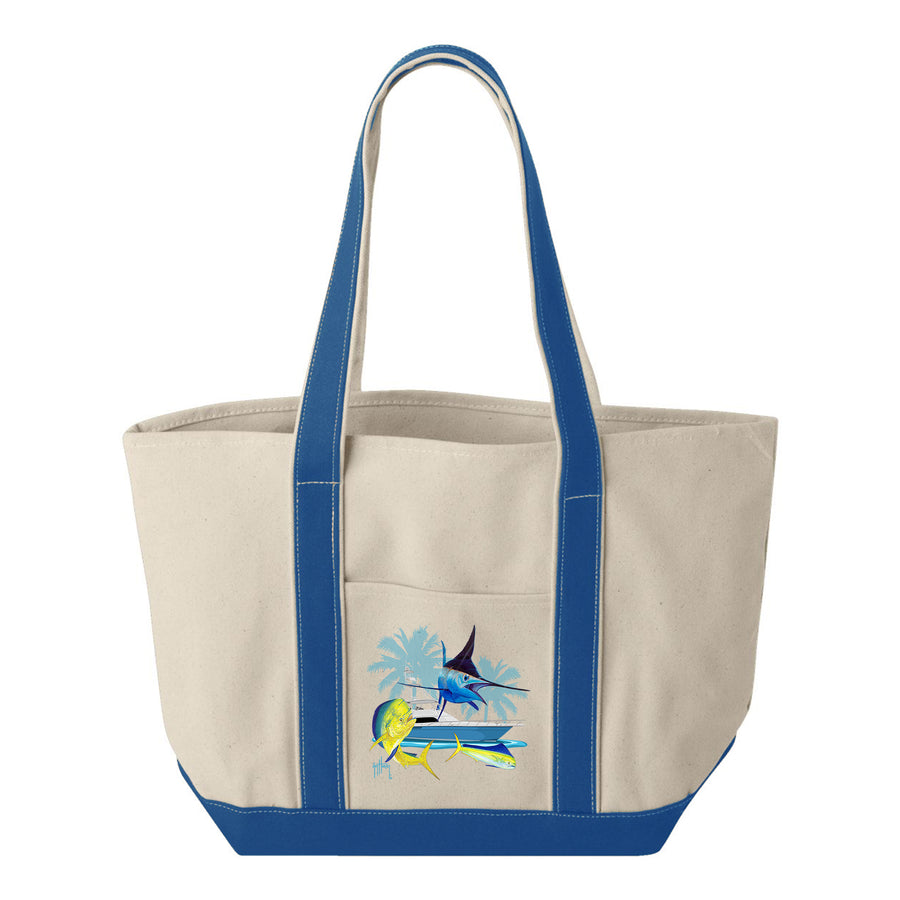 Guy Harvey Blue Marlin & Mahi Custom Boat Tote Bags