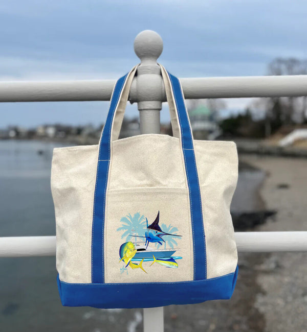 Guy Harvey Blue Marlin & Mahi Custom Boat Tote Bags