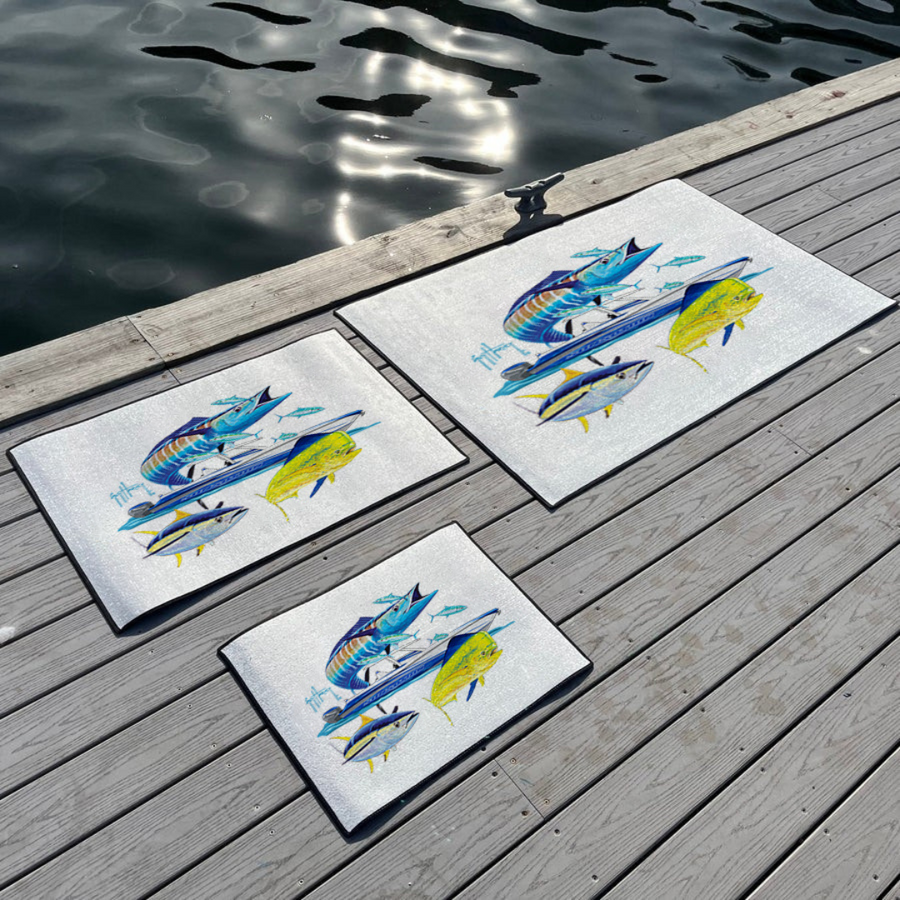 Guy Harvey Wahoo Yellowfin & Mahi Custom Indoor/Outdoor Dock Mat
