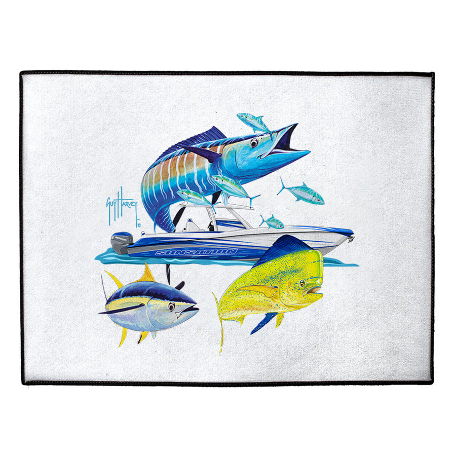 Guy Harvey Wahoo Yellowfin & Mahi Custom Indoor/Outdoor Dock Mat