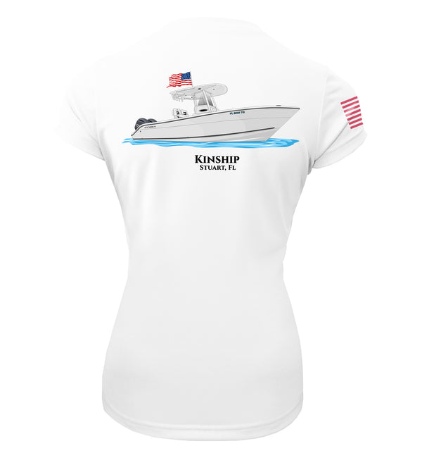 American Flag Women's Dri-Fit Custom Boat Shirts - Short Sleeve
