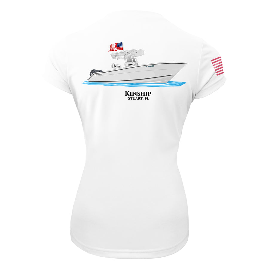 American Flag Women's Dri-Fit Custom Boat Shirts - Short Sleeve
