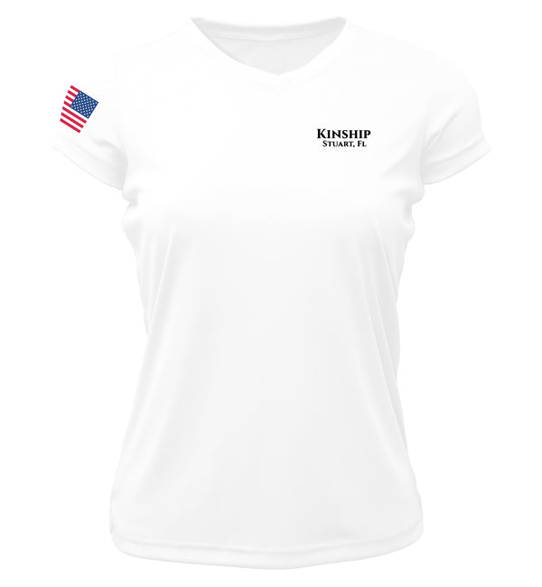 American Flag Women's Dri-Fit Custom Boat Shirts - Short Sleeve
