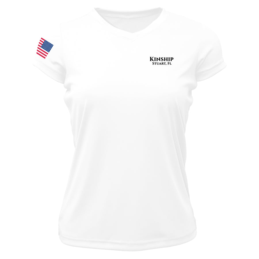 American Flag Women's Dri-Fit Custom Boat Shirts - Short Sleeve