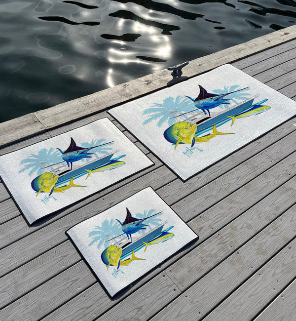 Guy Harvey Blue Marlin & Mahi Custom Indoor/Outdoor Dock Mat