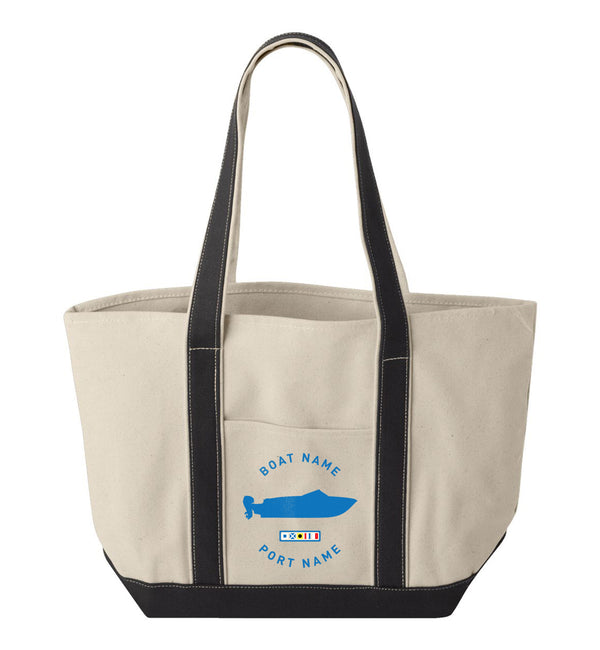 Personalized Boat Silhouette Tote Bags