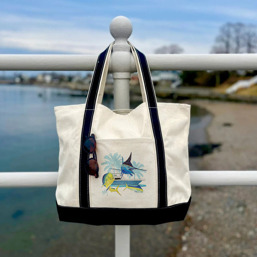 Guy Harvey Blue Marlin & Mahi Custom Boat Tote Bags