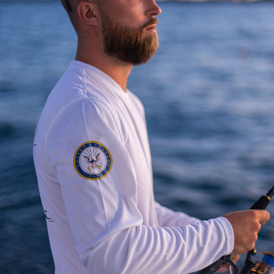 Custom Armed Forces Crest Dri-Fit Boat Shirts - Long Sleeve